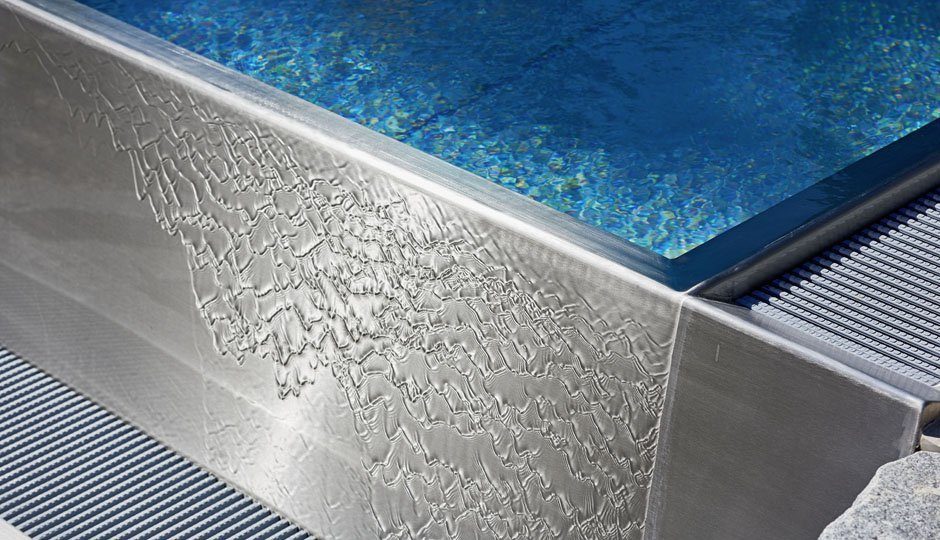 Swimmingpool, Edelstahl-Pool Schwimmbadbau Poolbeleuchtung LED Pool Infinity-Kante