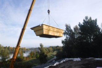 Ein Stahlwandbecken als Pool