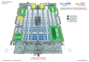 Der Hallenplan des "ForumPiscine 2018" in Bologna. Grafik: Messe Bologna