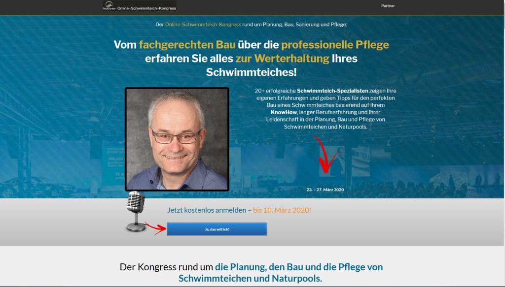 Online-Schwimmteichkongress veranstaltet von Jürgen Sallmann